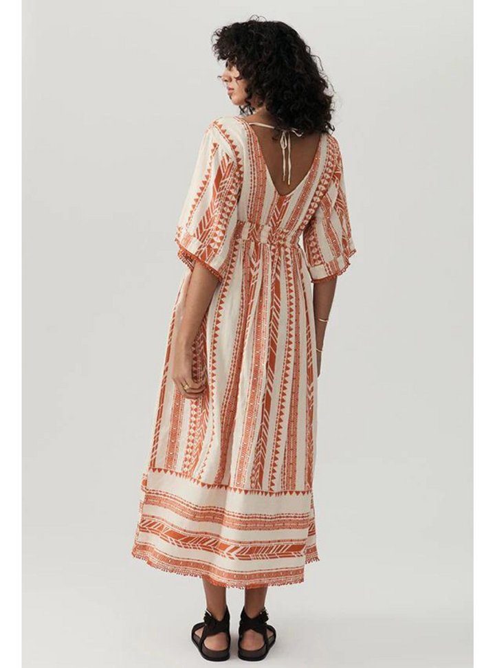 Carina Midi Dress - Orange Stripe