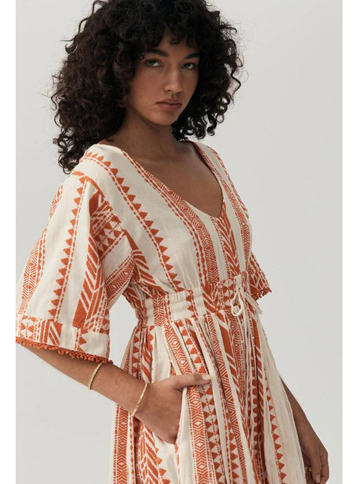 Carina Midi Dress - Orange Stripe