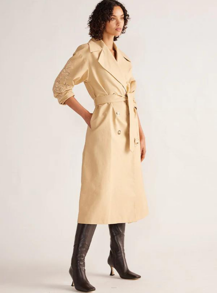 Louise Embroidery Trench - Beige