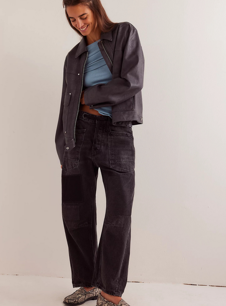 Moxie Pull-On Barrel Jeans - Night Hawk