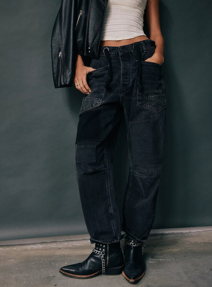 Moxie Pull-On Barrel Jeans - Night Hawk