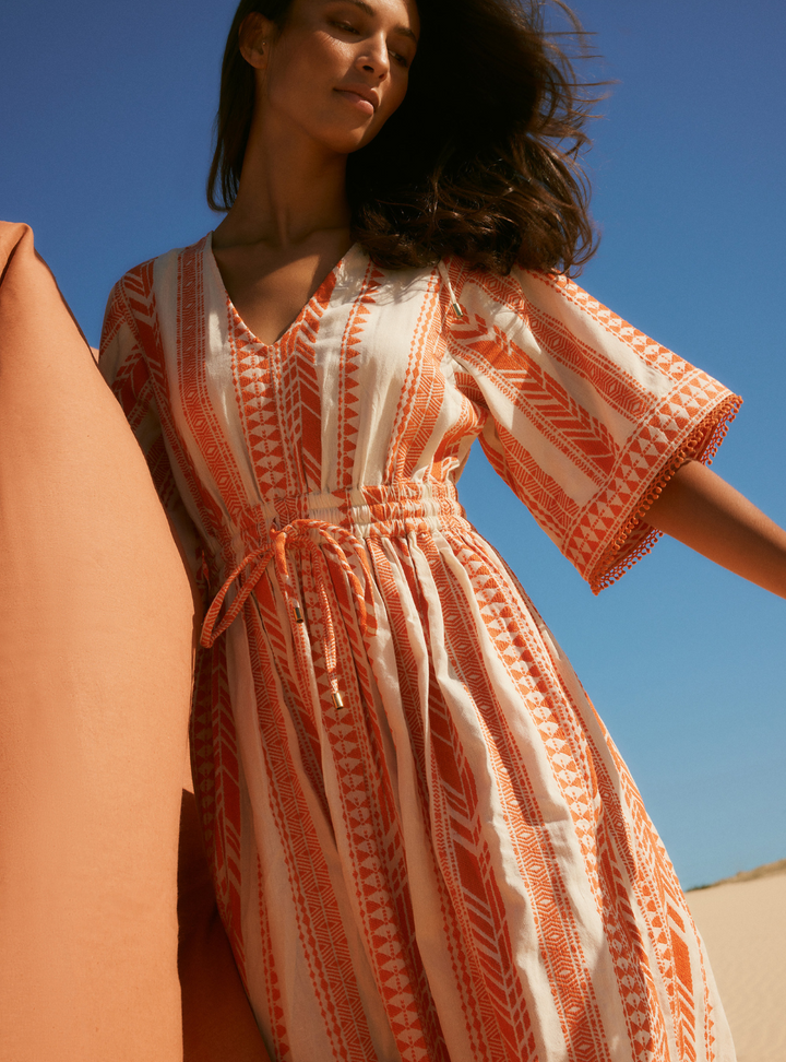 Carina Midi Dress - Orange Stripe