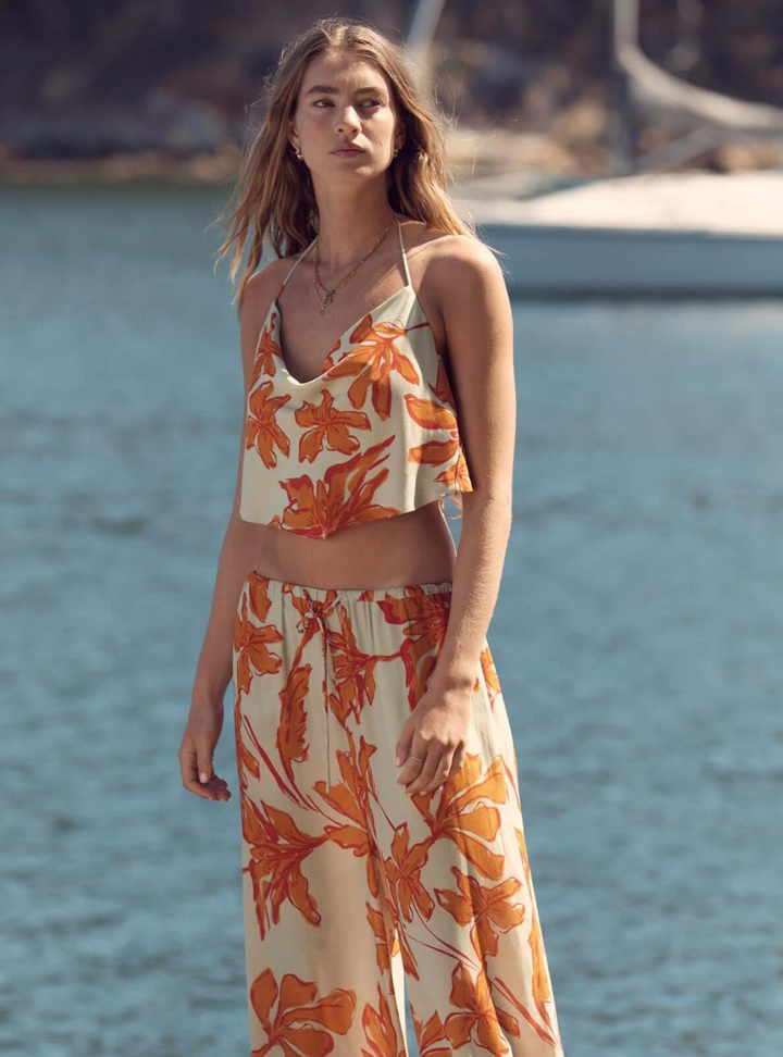 Estelle Drawstring Pant - Mint Floral