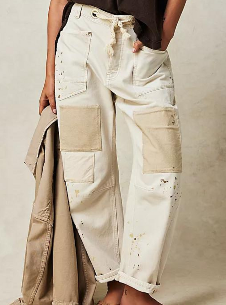 Moxie Pull-On Barrel Jeans - White