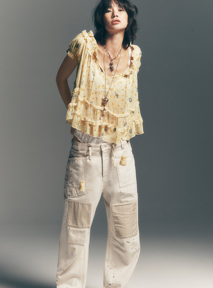 Moxie Pull-On Barrel Jeans - White