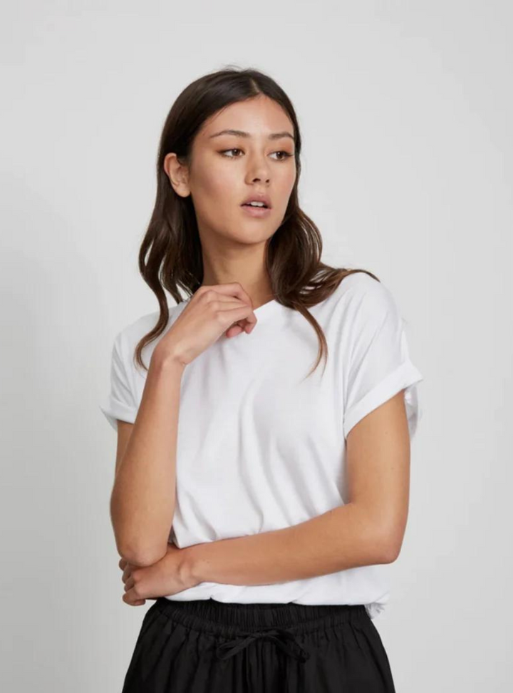 Roll Sleeve Tee - White