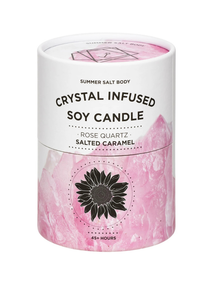Crystal Infused Soy Candle - Rose Quartz x Salted Caramel