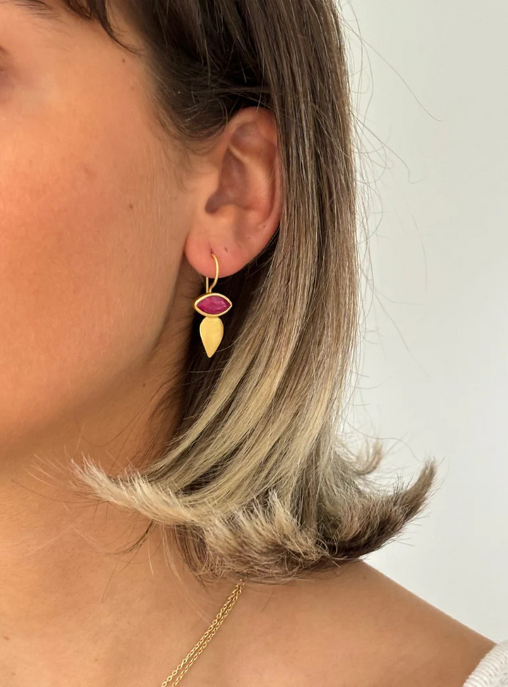 Simulated Ruby Mali earrings