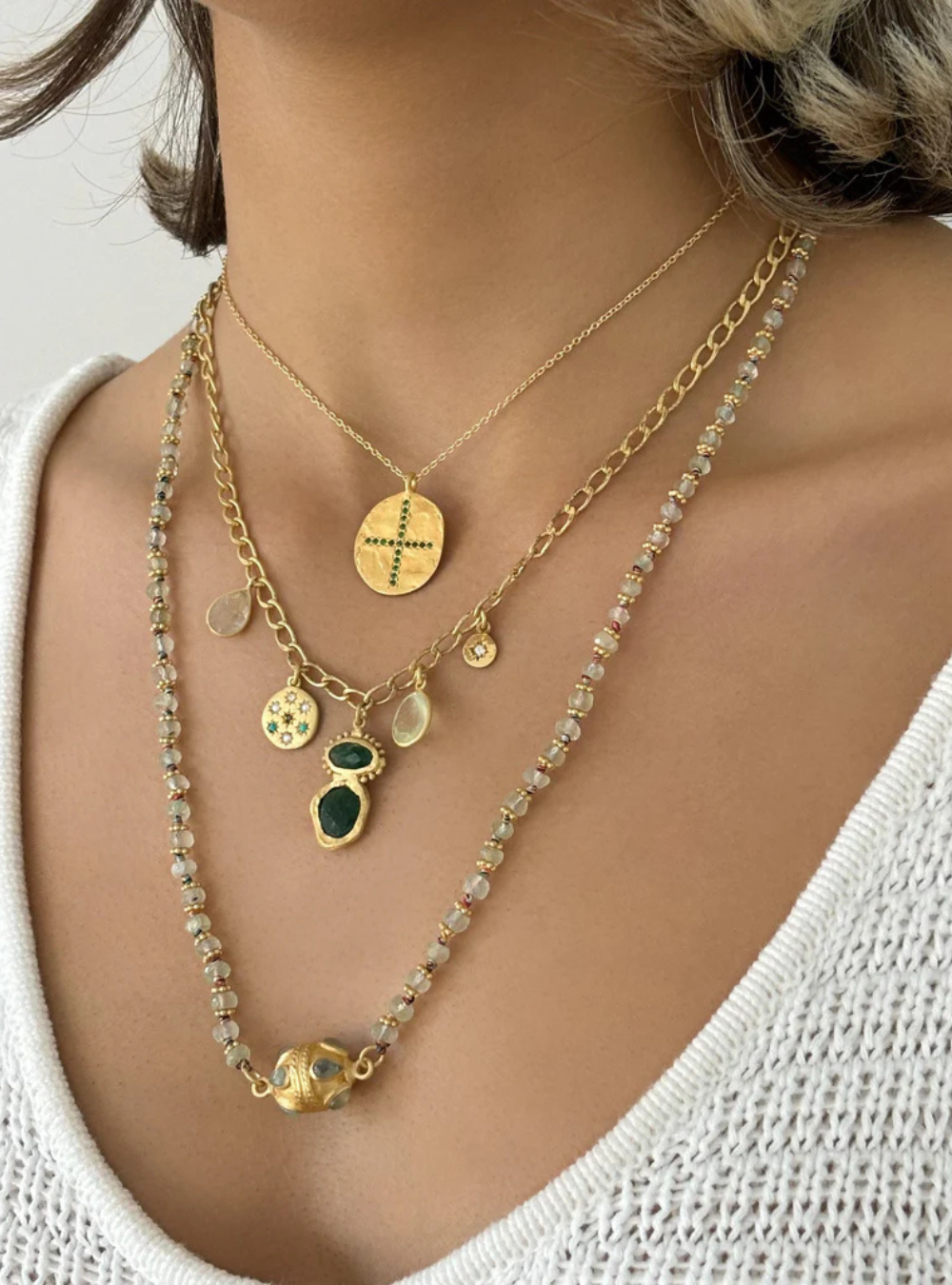 Zanzibar Green Aventurine Charm Necklace