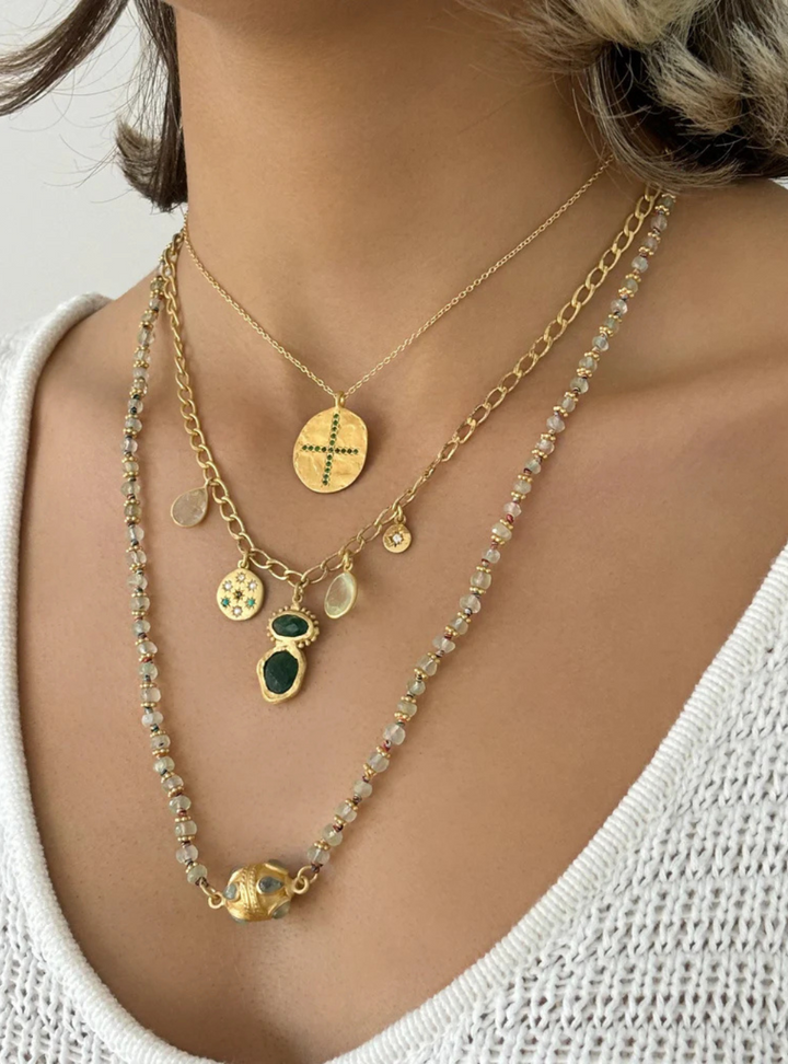 Zanzibar Green Aventurine Charm Necklace