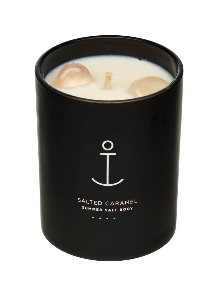 Crystal Infused Soy Candle - Rose Quartz x Salted Caramel