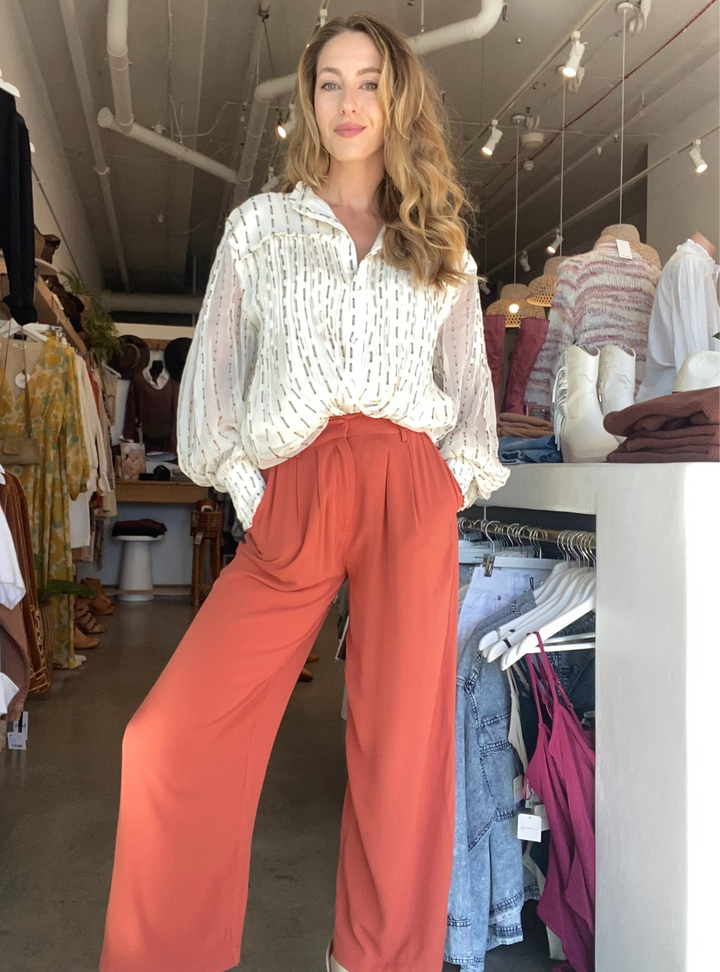 Vivienne Wide Leg Pant - Chestnut