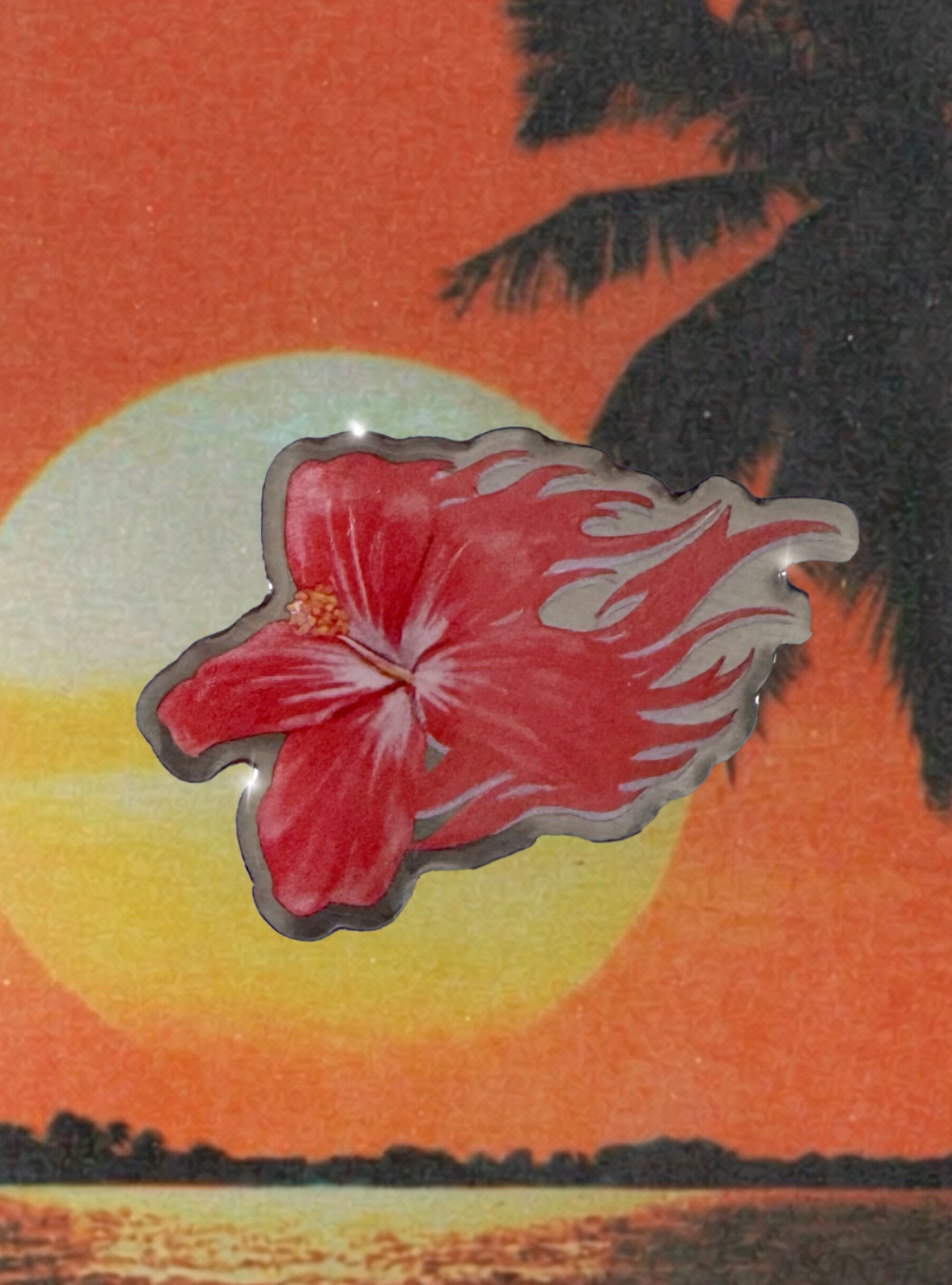 Flaming Hibiscus Enamel Pin