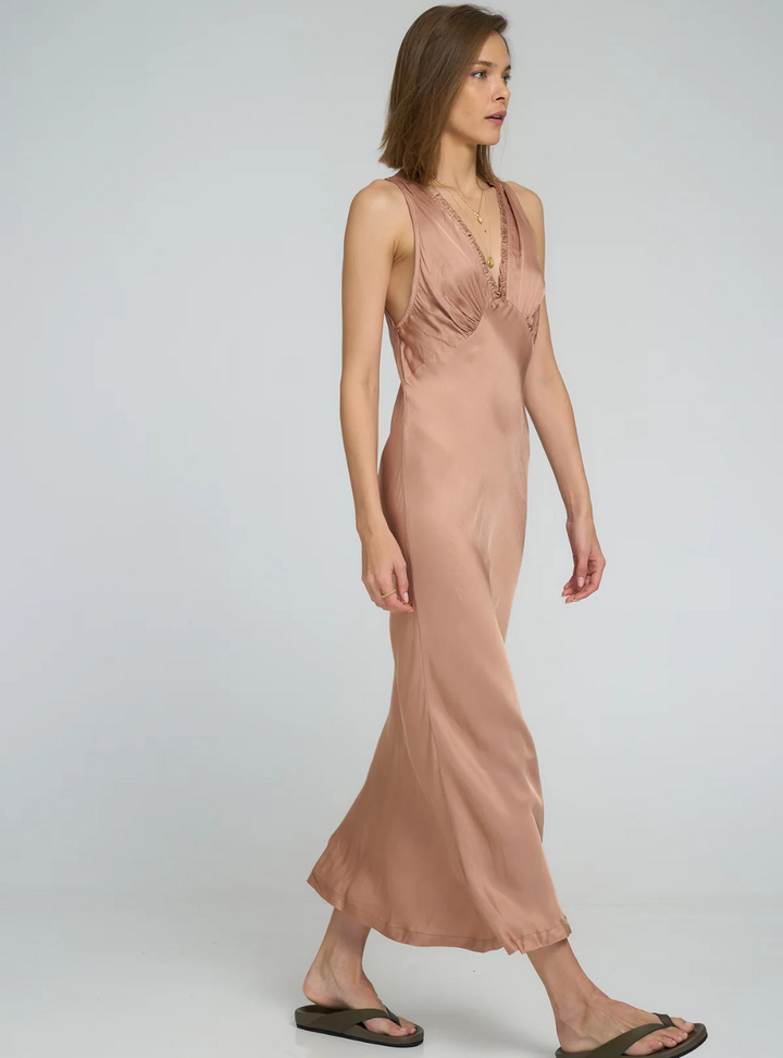 Feather Slip Dress - Rose Bisque