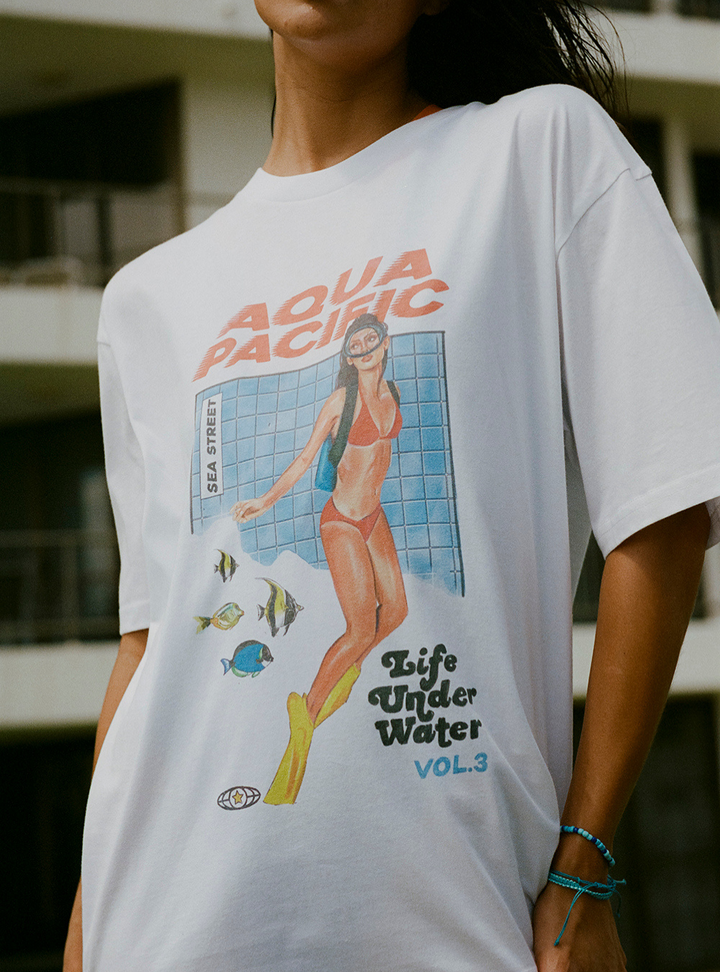 Aqua Pacific T-Shirt - White