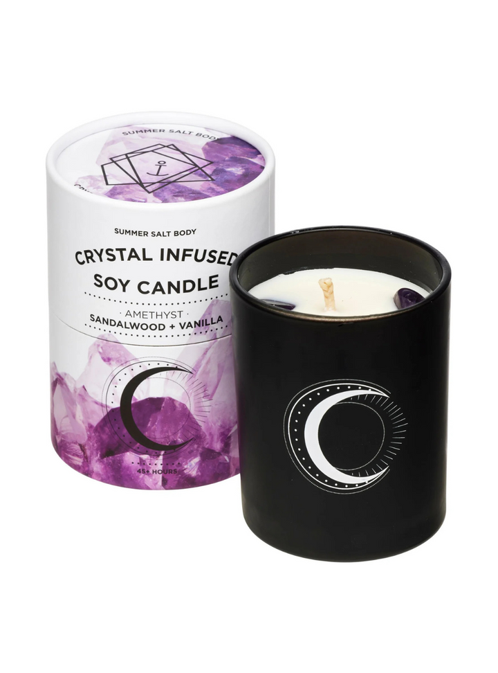 Crystal Infused Soy Candle - Amethyst x Sandalwood & Vanilla