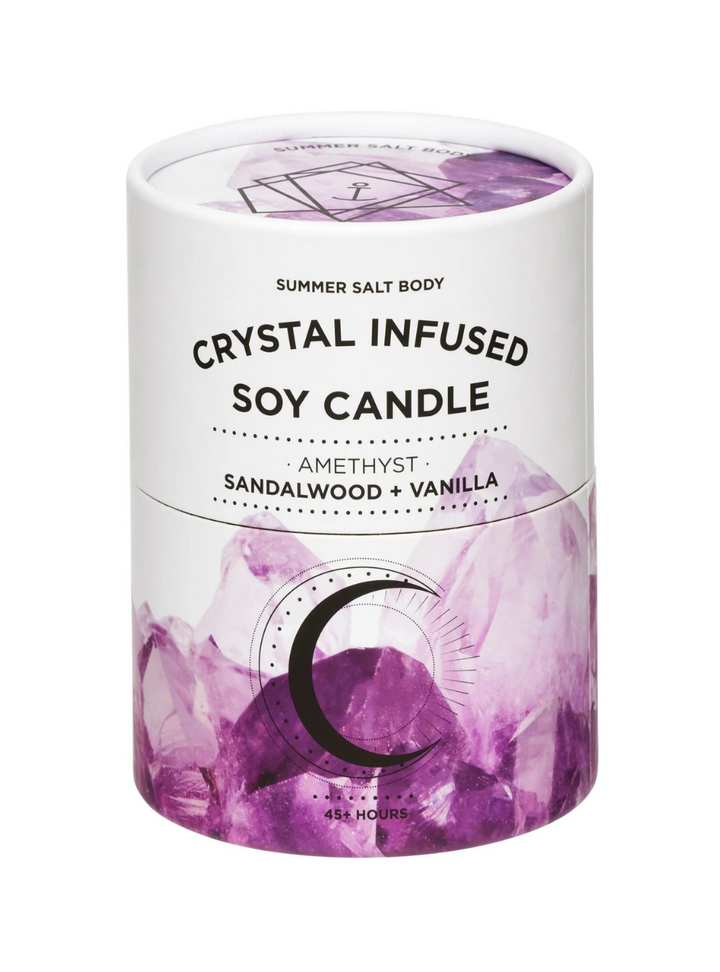 Crystal Infused Soy Candle - Amethyst x Sandalwood & Vanilla