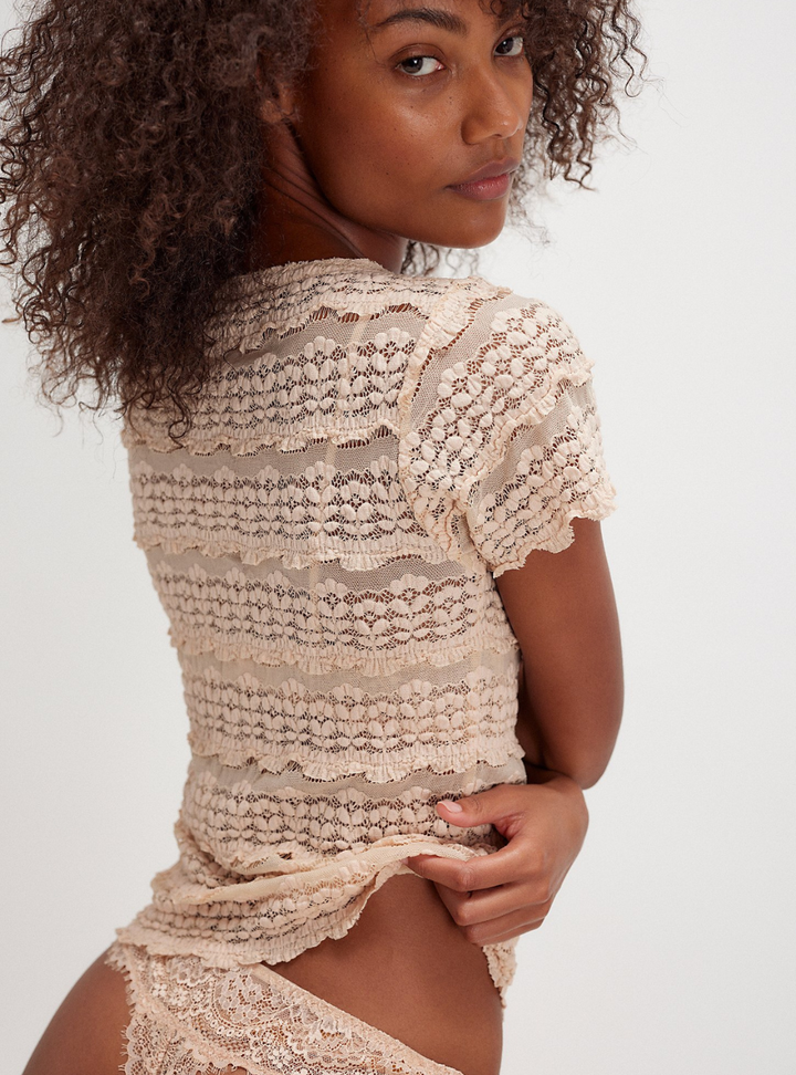 Angelina Lace Tee - Tea