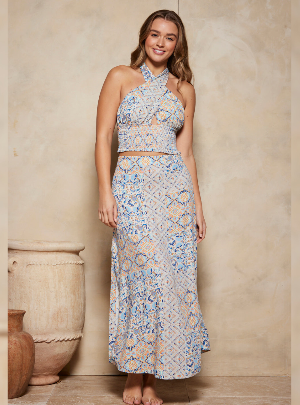 Azalia Poppy Halter - Cobalt Ornate