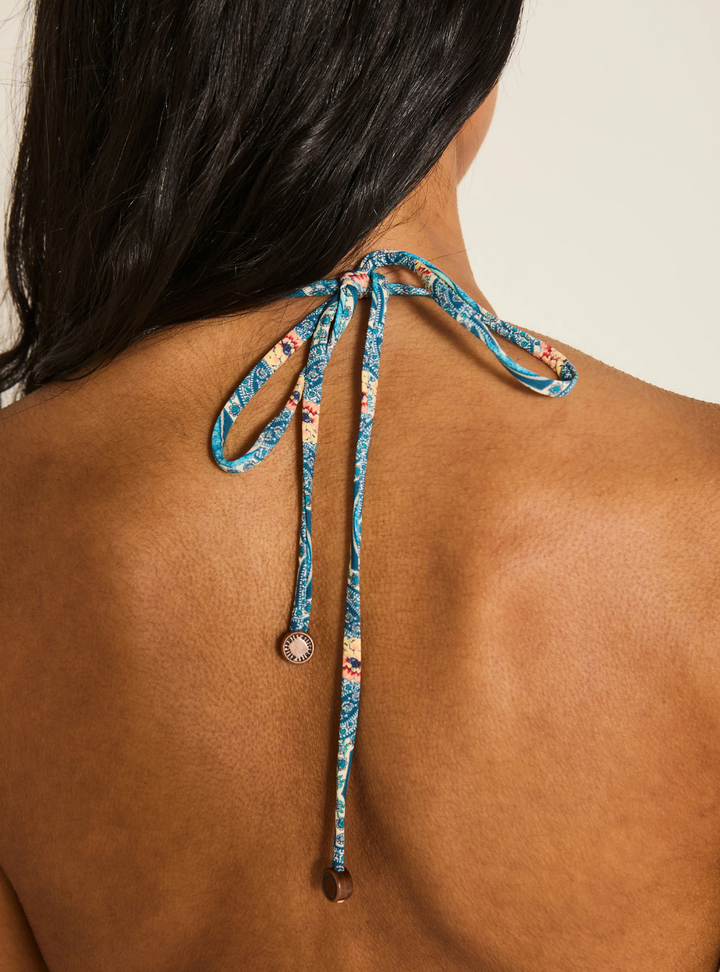 Nalani Long Line Tri Bikini Top - Flamingo