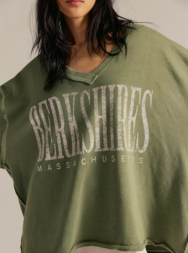 Venice V-Neck Graphic Sweatshirt - Oil Green Combo