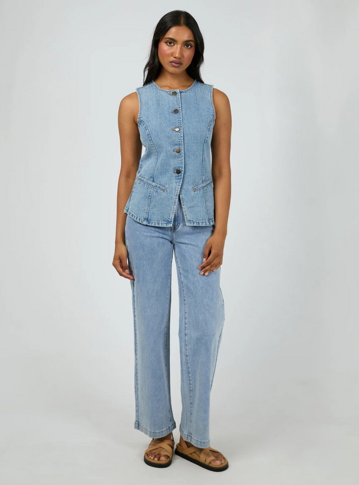 Lena Denim Vest - Light Blue