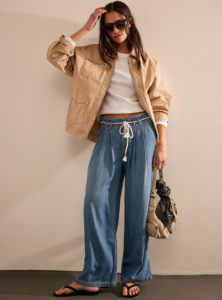 Dakota Cinched Pull-On Jeans - Vine