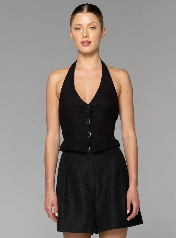 Walk This Way Boucle Vest - Black