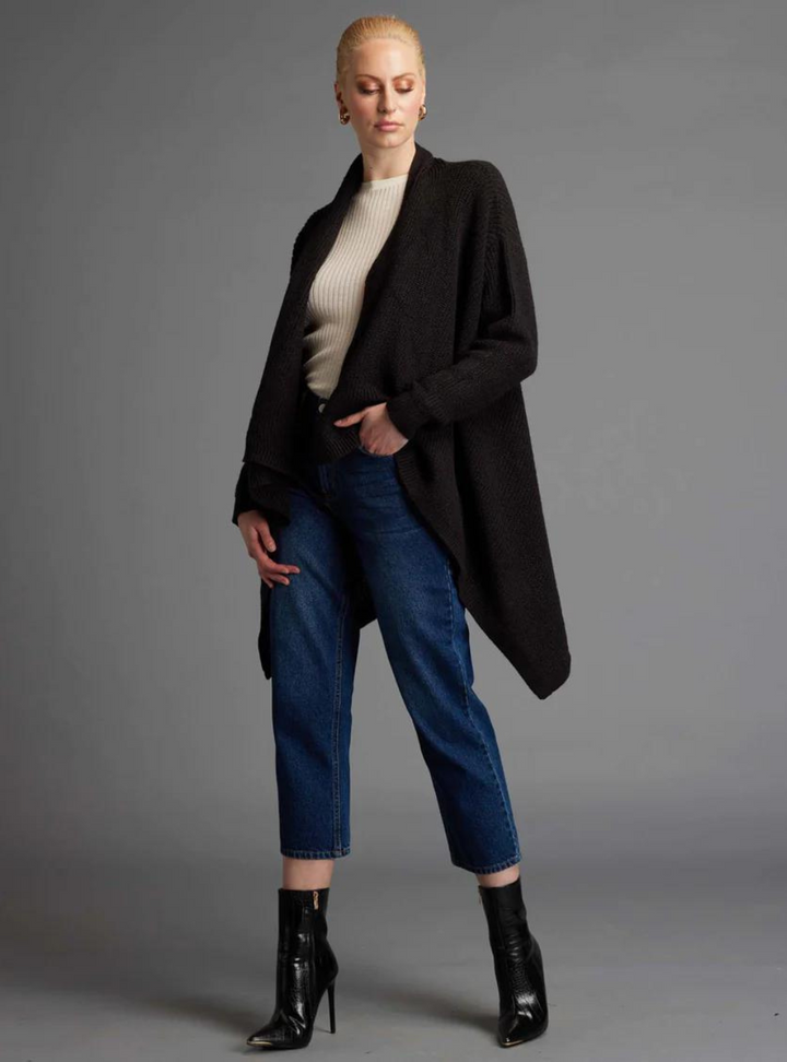 Someday Waterfall Knit Cardi - Black