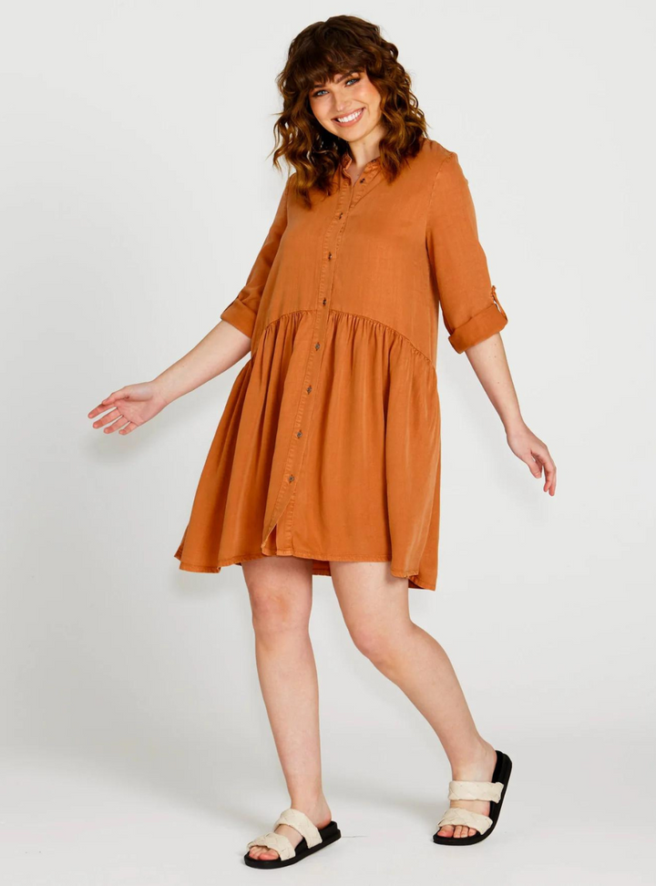 Zahlia Shirt Dress - Sandy Tan