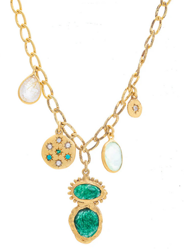 Zanzibar Green Aventurine Charm Necklace