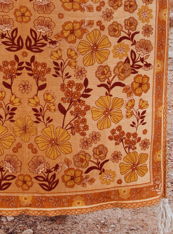 Enchanted 70's Throw Rug - Retro Mustard