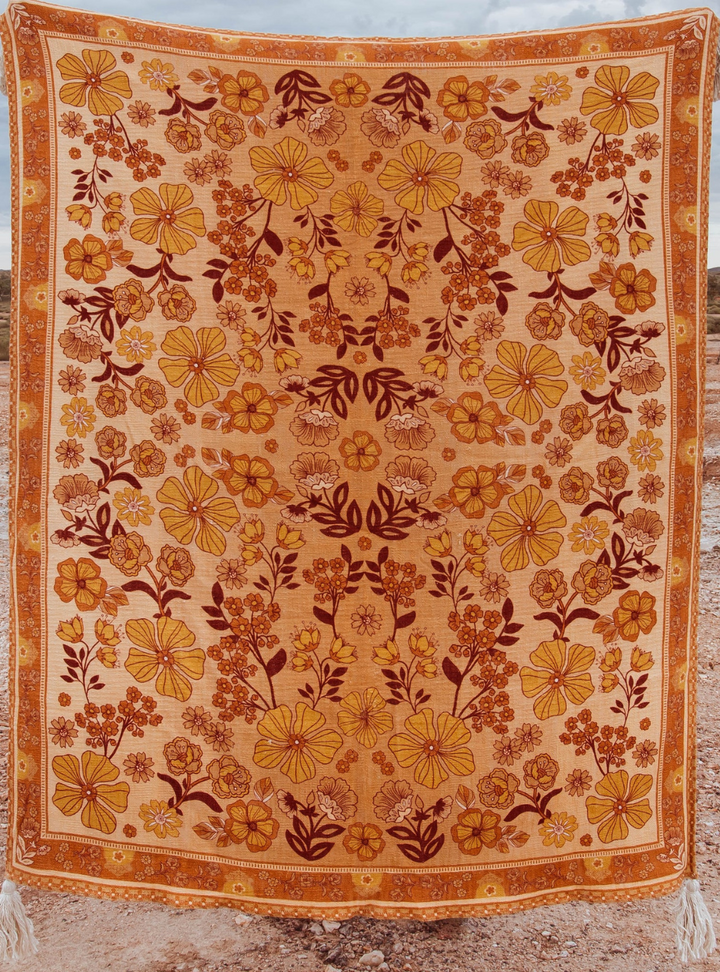 Enchanted 70's Throw Rug - Retro Mustard