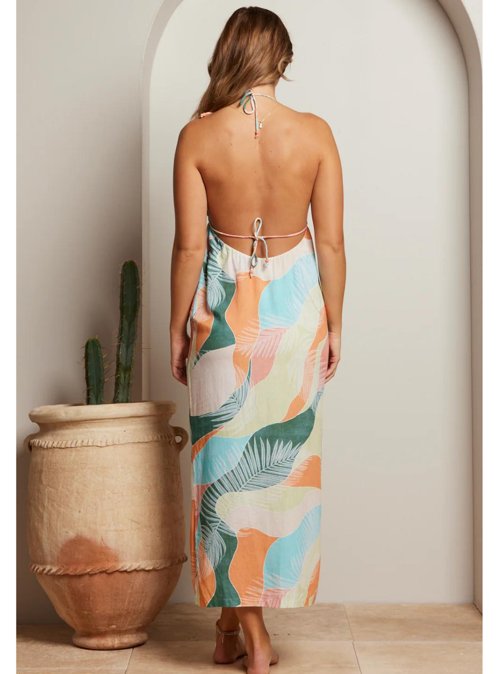 Havana Ferra Midi Dress - Watercolour Tropical