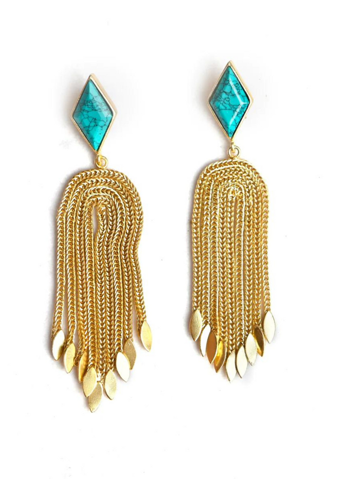 Gold Turquoise Tails Earrings