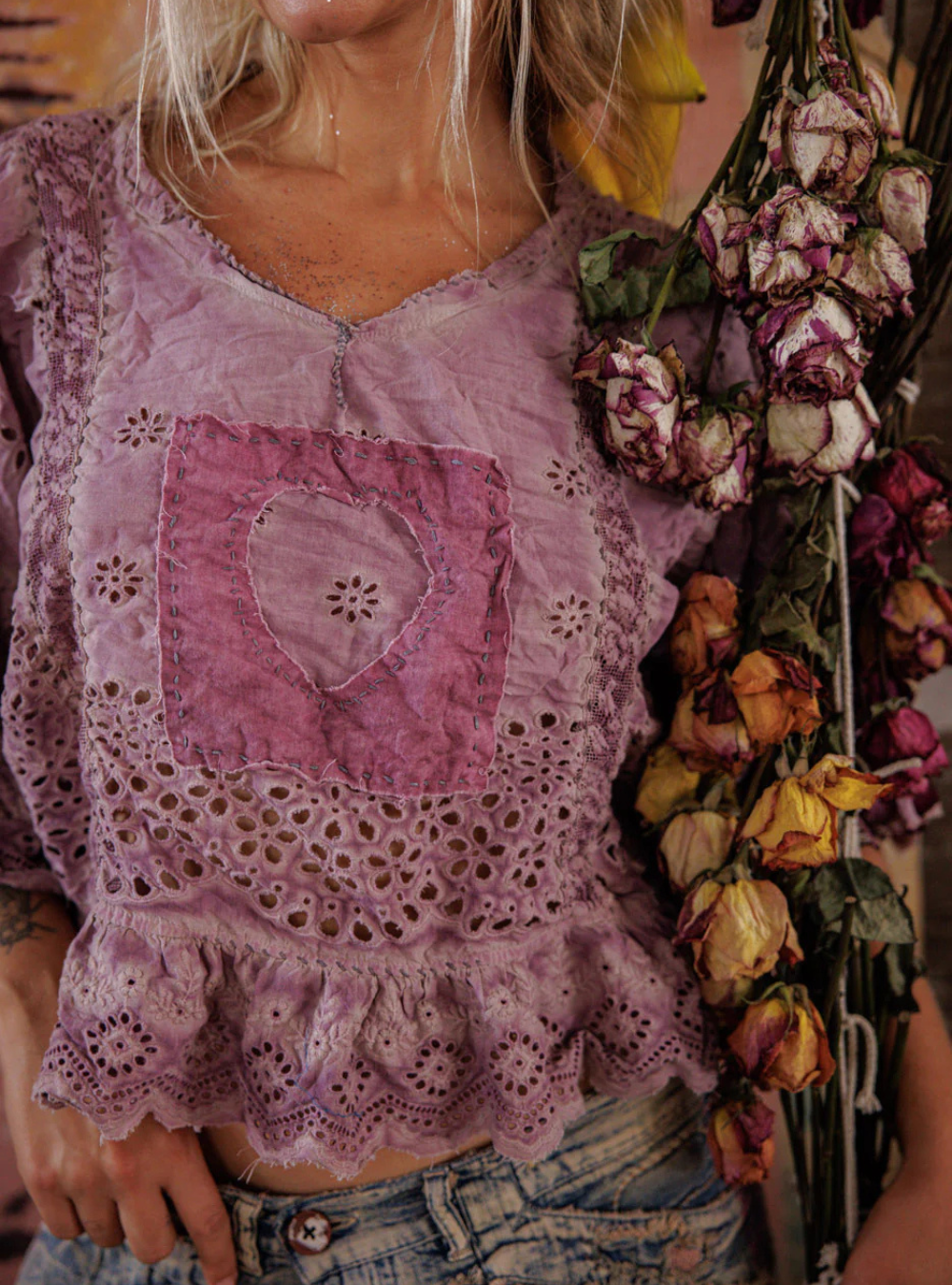 Magnolia Pearl Eyelet Rosemary Blouse 2215 - Purple Boba