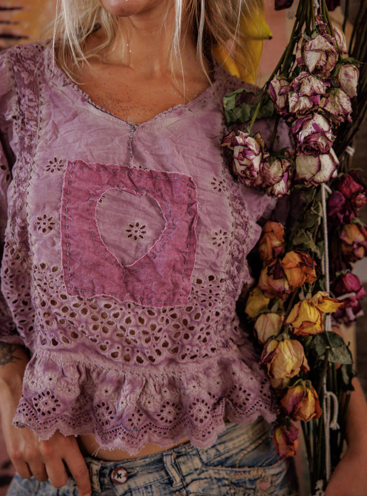 Magnolia Pearl Eyelet Rosemary Blouse 2215 - Purple Boba