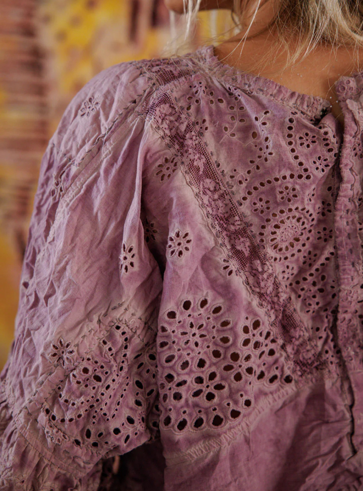 Magnolia Pearl Eyelet Rosemary Blouse 2215 - Purple Boba