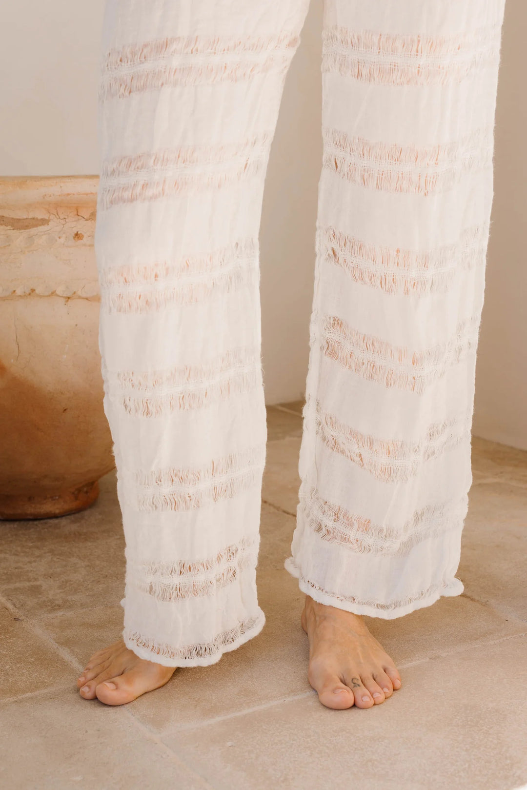 Bettina Pant - Raw Stripe Bianco