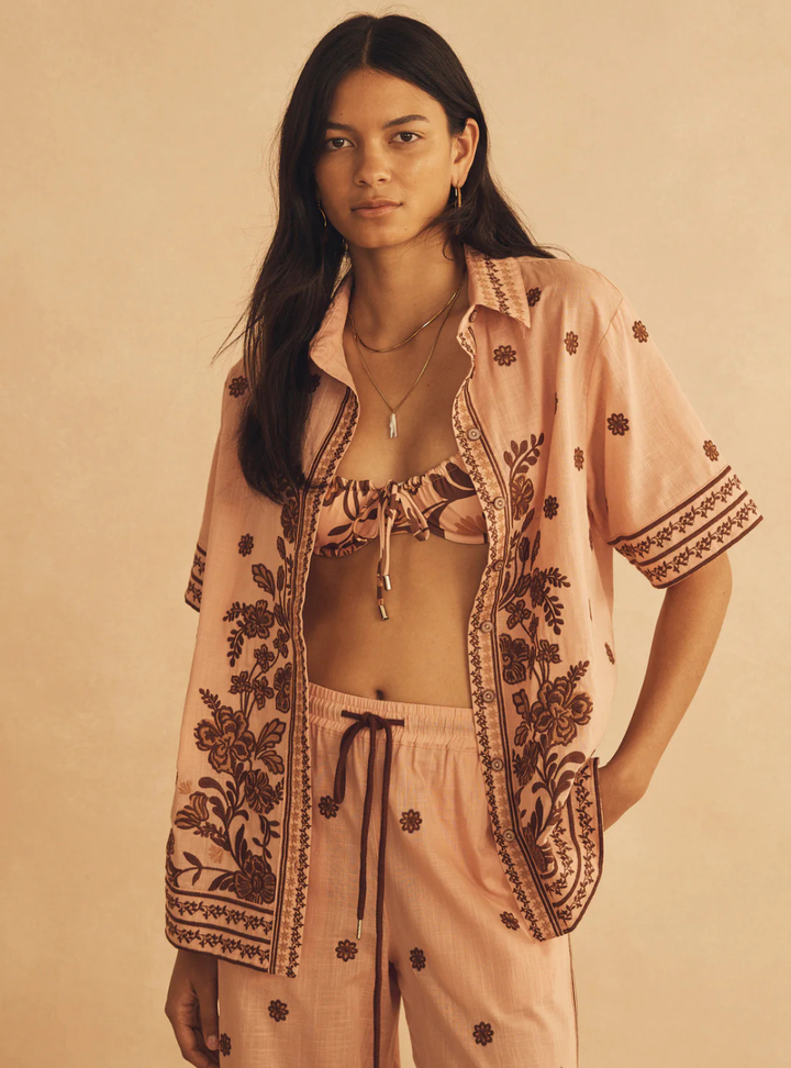 Infiorata Embroidered Short Sleeve Resort Shirt