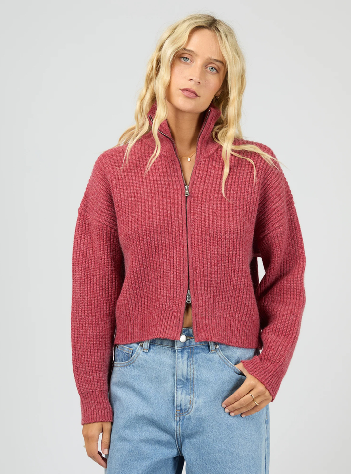 Bridie Knit Zip Through - Berry