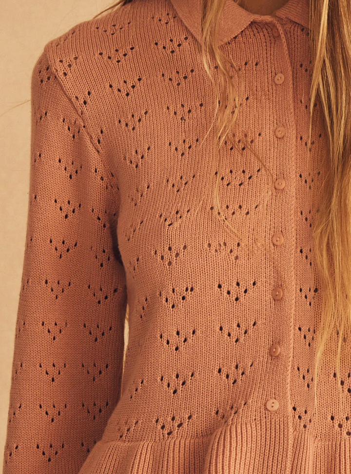 Alba Senese Crochet Ruffle Cardigan