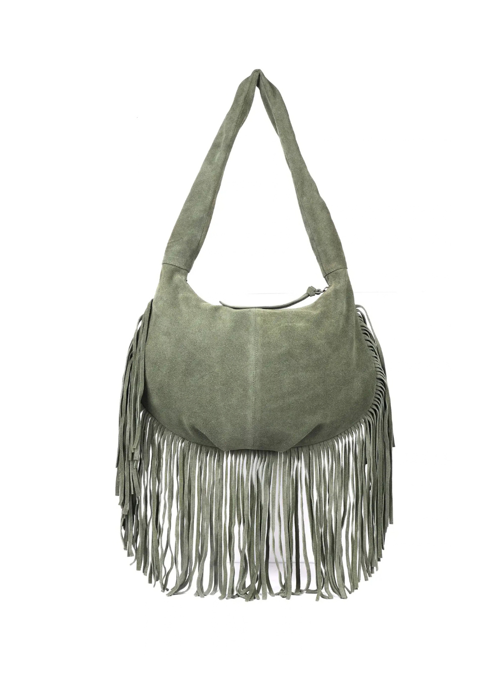 Alexis Suede Fringe Bag - Green