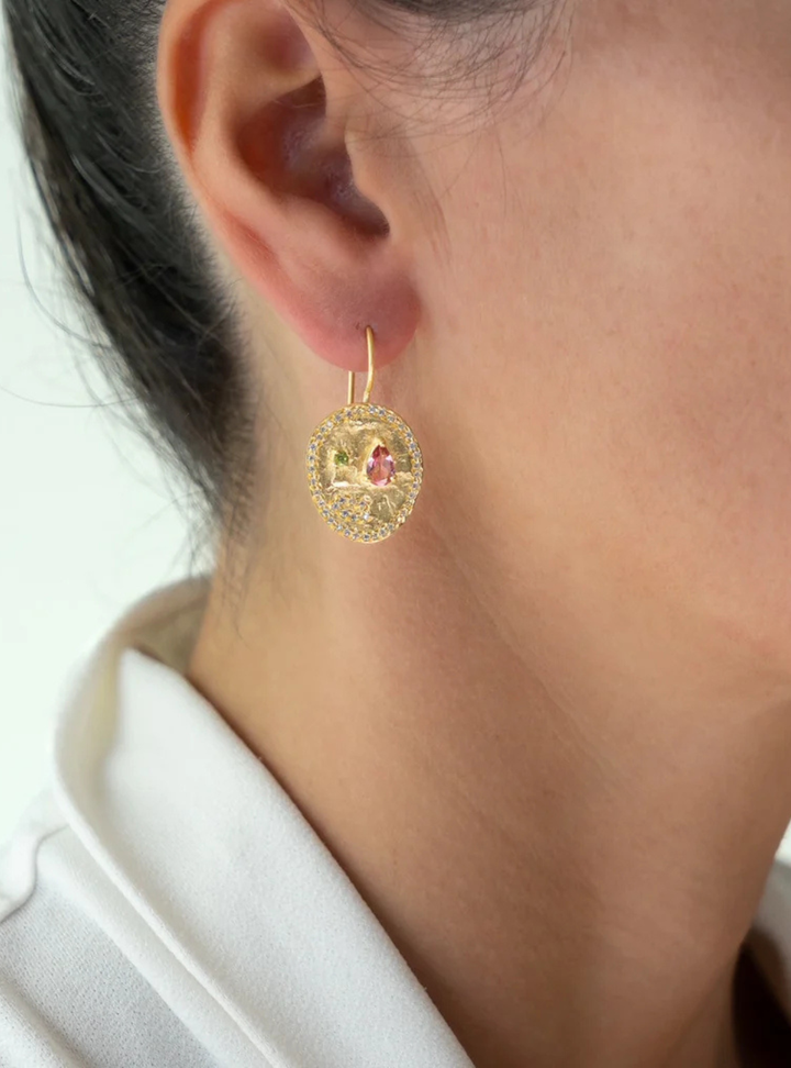 Alila earrings with Pink & Green Tourmaline