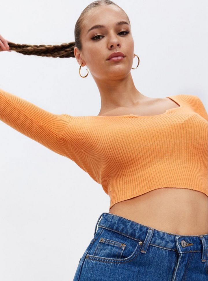 Mae Knit Top - Orange