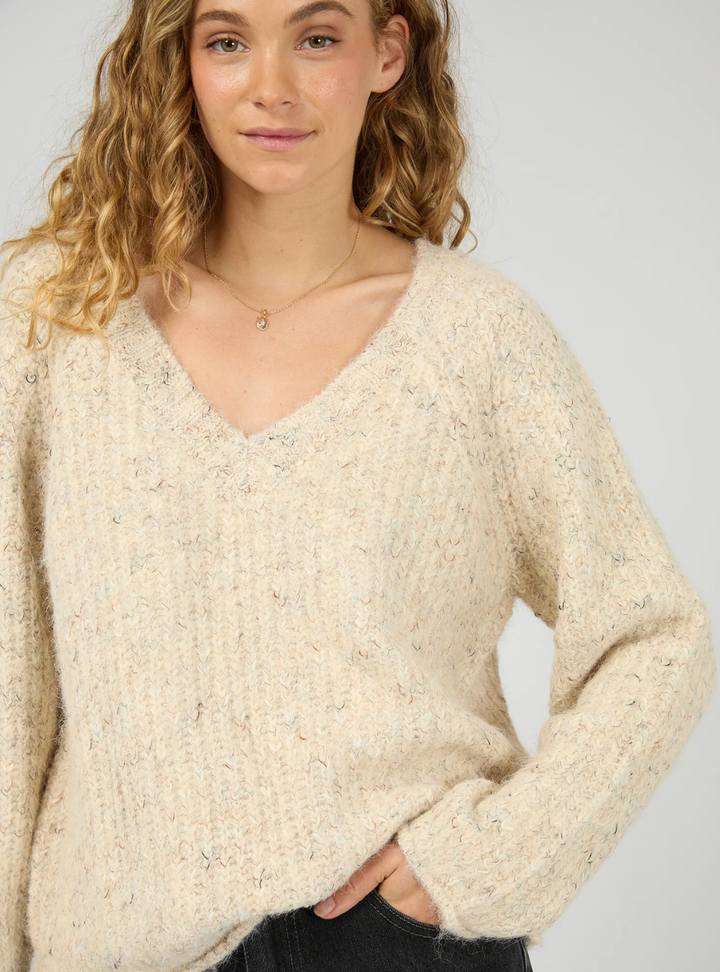 Devon V Neck Jumper - Vanilla