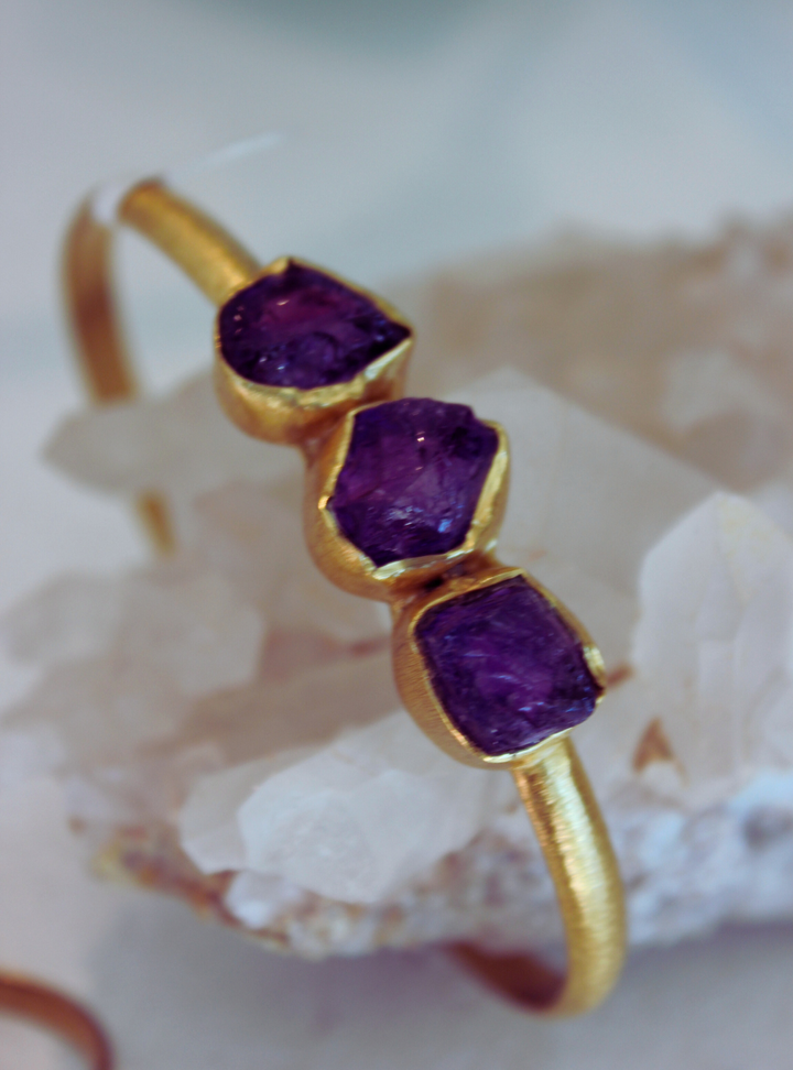 Amethyst Bangle Gold Plated