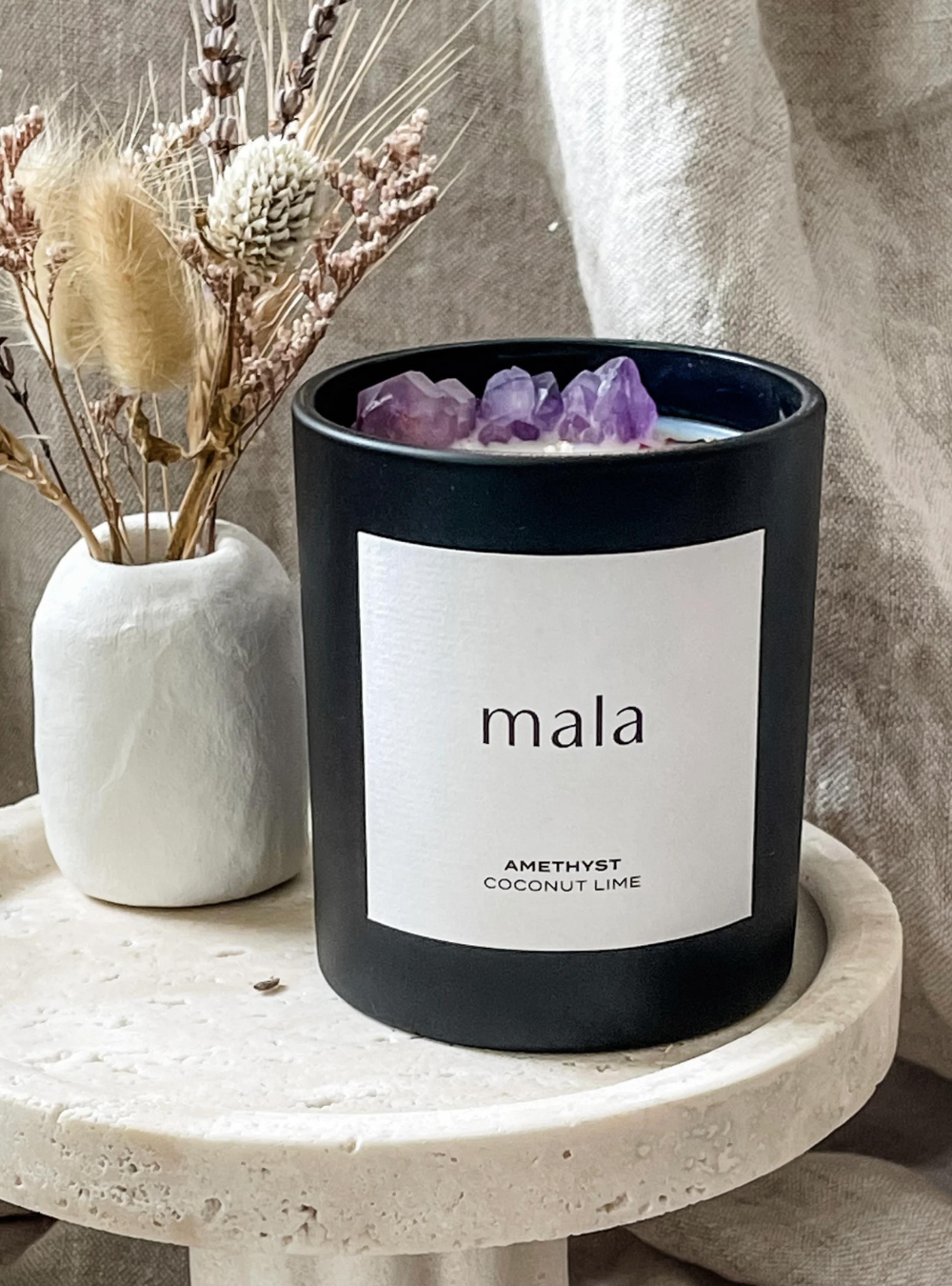 Crystal Infused Amethyst Candle - Coconut Lime