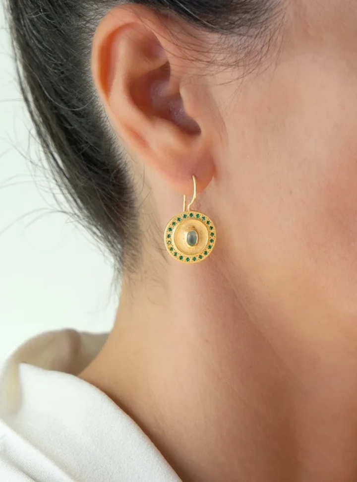 Mandala earrings with Aqua Chalce &amp; Green Zircon