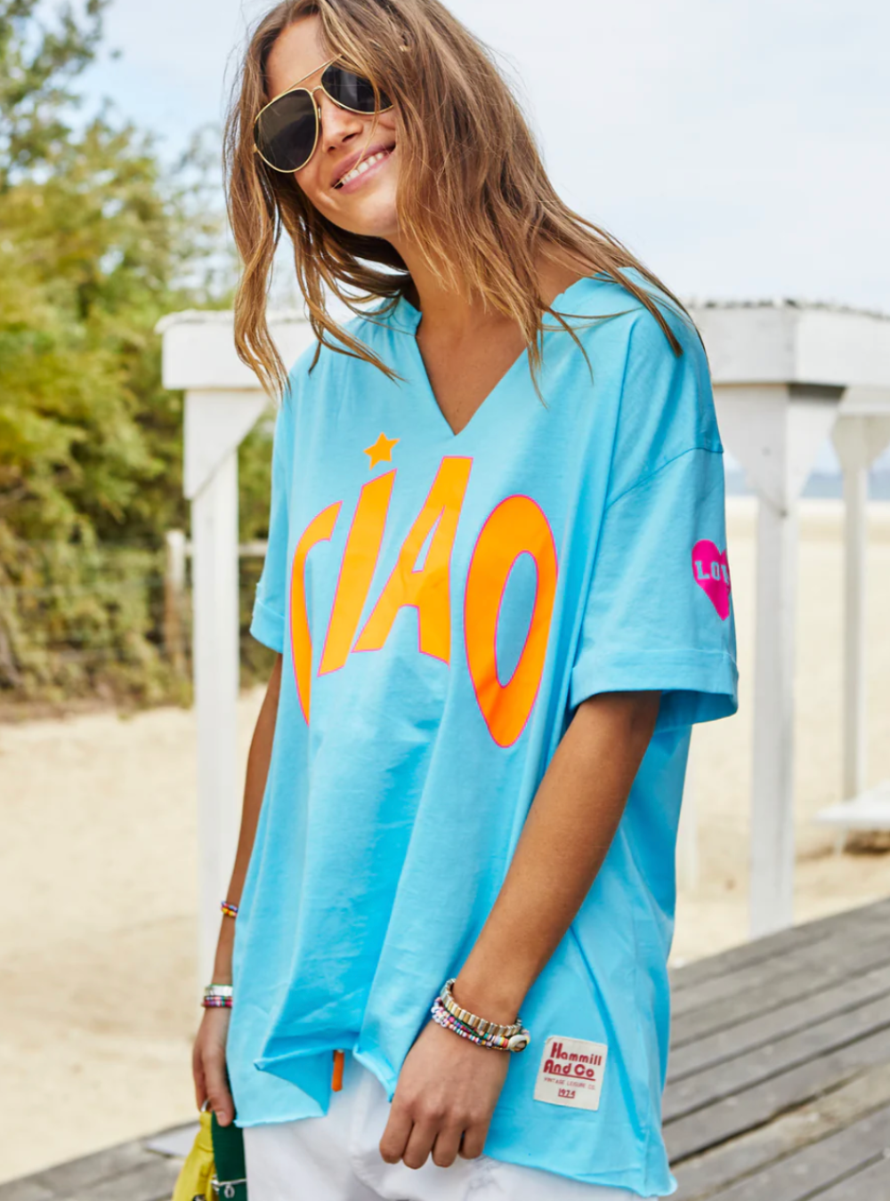 Ciao V-Neck Tee - Aqua